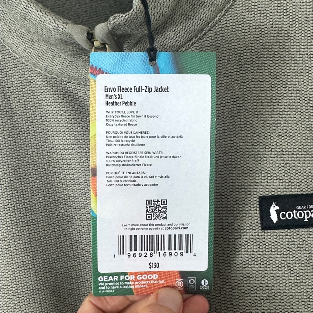Cotopaxi Men's Gray Envo Fleece Heather Pebble Sweater XL NWT - Picture 9 of 15